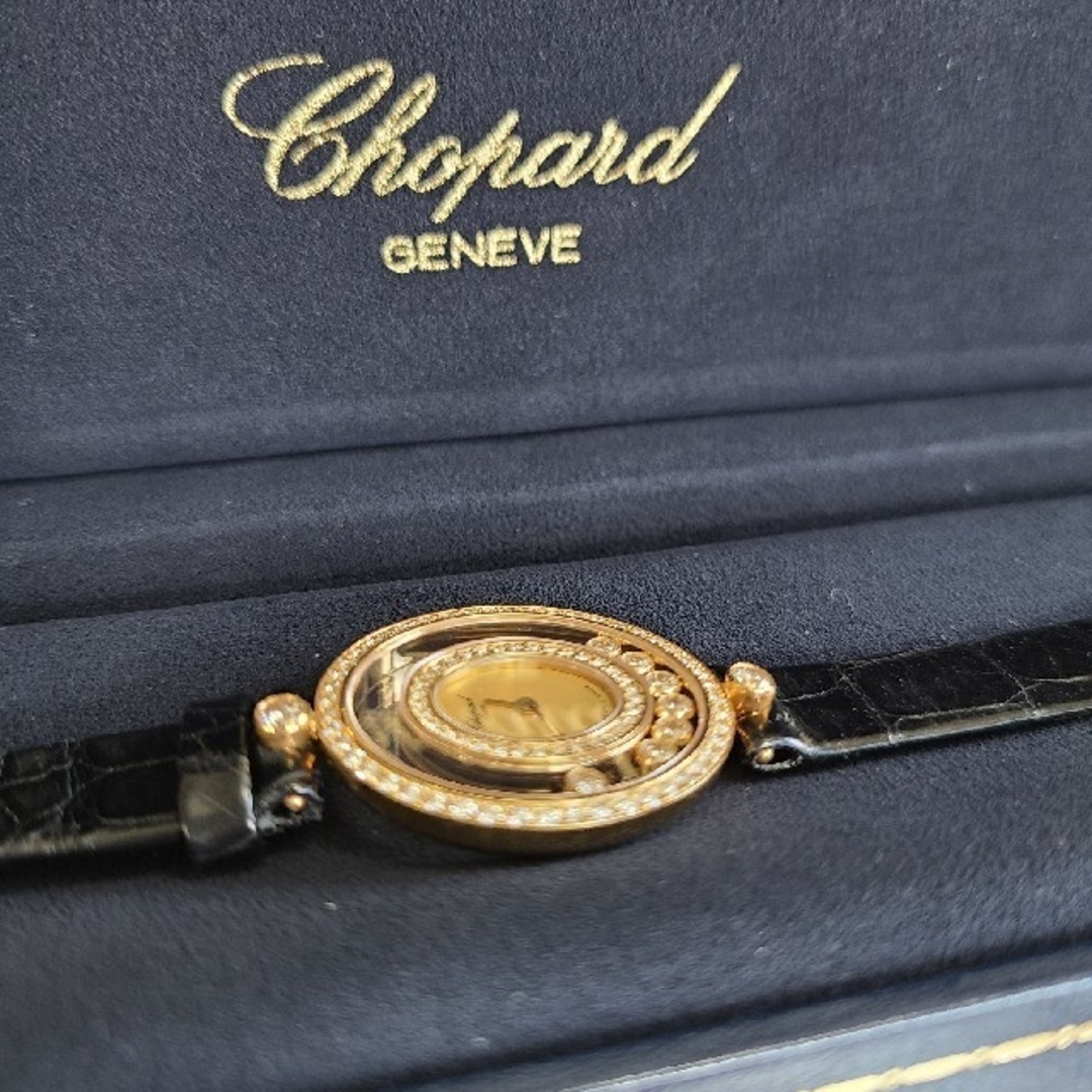 新品未使用☆Chopardショパールハッピーダイヤモンド☆黒ベルト　時計