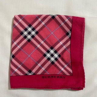 バーバリー(BURBERRY)のバーバリー　ハンカチ　中古品　ピンク　クロスチェック　#2242(ハンカチ)