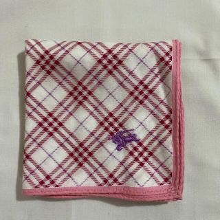 バーバリー(BURBERRY)のバーバリー　ハンカチ　中古品　ピンク　クロスチェック　ホース刺繍　#2244(ハンカチ)