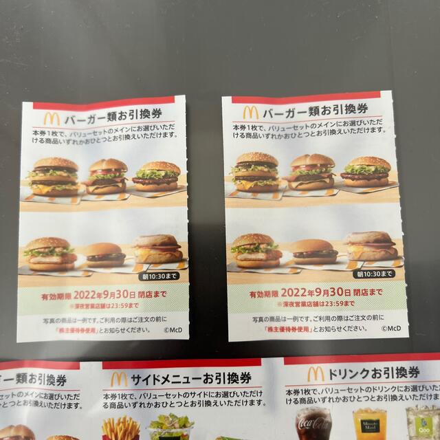 マクドナルド(マクドナルド)のマクドナルド株主優待券 チケットの優待券/割引券(フード/ドリンク券)の商品写真