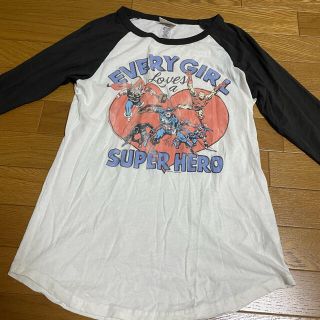 JUNK FOOD - セポJUNK FOODスーパーヒーロー　グレー＆白色　7分袖ラグランTシャツS