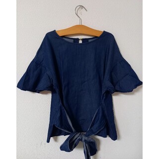 エージーバイアクアガール(AG by aquagirl)のエージーバイアクアガール デニム ブラウス リボン 青 紺色 インディゴ(シャツ/ブラウス(半袖/袖なし))