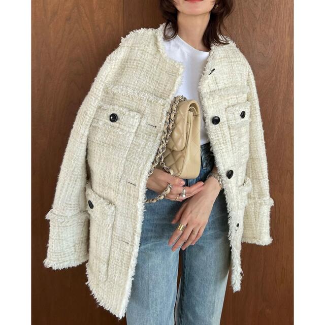 お買得品CLANE - クラネ ノーカラーツイードジャケットの通販 by shop
