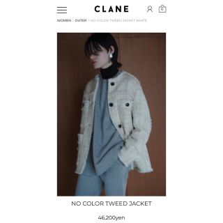 CLANE - クラネ ノーカラーツイードジャケットの通販 by shop｜クラネ