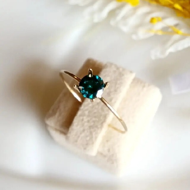 【10K】ブルーダイヤモンド　4㎜　ファセットカット　リング　指輪 1