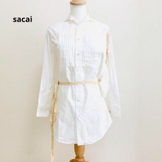 サカイ(sacai)のsacai サカイ　カット　タック　リボン　シャツ　ホワイト サイズ1(シャツ/ブラウス(長袖/七分))
