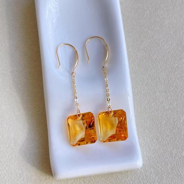 ⭐︎【天然】シトリン ピアス k18 11x6mm | www.cestujemtrekujem.com