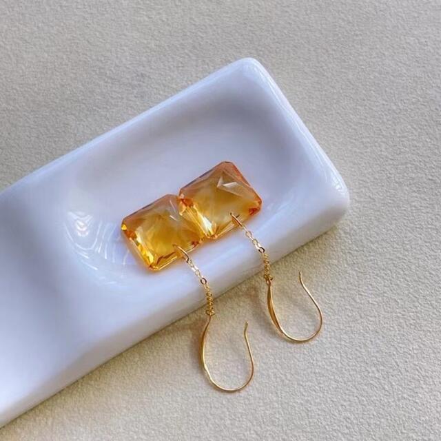 ⭐︎【天然】シトリン ピアス k18 11x6mm | www.cestujemtrekujem.com