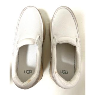 UGG - 25 スリッポン ugg アグ 厚底 白 ホワイト キャンバス ...