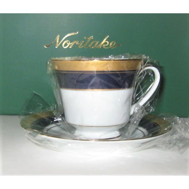 Noritake(ノリタケ)の【新品】ノリタケ「コバルトゴールド・カップ＆ソーサー/ペア」（自宅保管品）送料込 インテリア/住まい/日用品のキッチン/食器(グラス/カップ)の商品写真