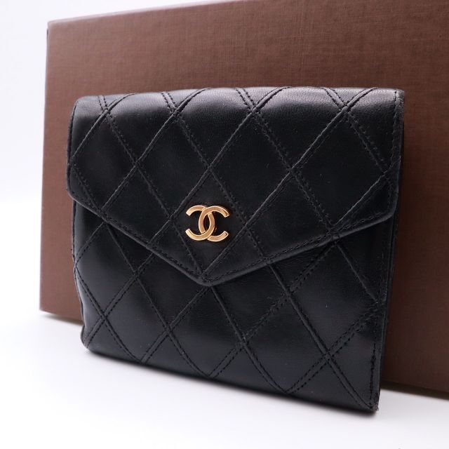 【美品】CHANEL シャネル ビコローレ ラムスキン 折り財布 Wホック