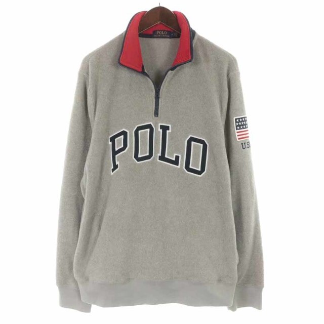 POLO RALPH LAUREN(ポロラルフローレン)のポロ ラルフローレン フリースプルオーバー ハーフジップ ロゴ M グレー メンズのジャケット/アウター(その他)の商品写真