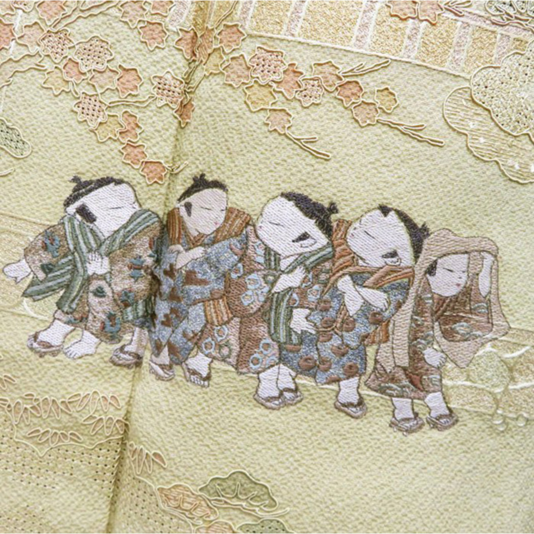 特選 汕頭刺繍 紋付 着物 付下げ 付け下げ 訪問着 A765-6 M 特選 汕頭刺繍 紋付 着物 付下げ 付け下げ 訪問着 A765-6 M