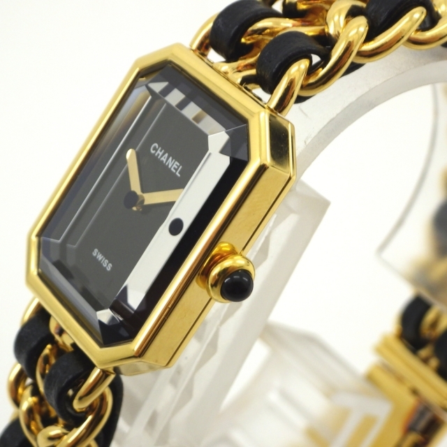CHANEL シャネル プルミエール Lサイズ 腕時計 H0001 ゴールド×ブラック GP QZ クオーツ レザー レディース 黒文字盤【送料無料】 シャネル CHANEL 時計 レディース ブランド プルミエール クオーツ QZ GPレザー Lサイズ H0001 ゴールド ブラック