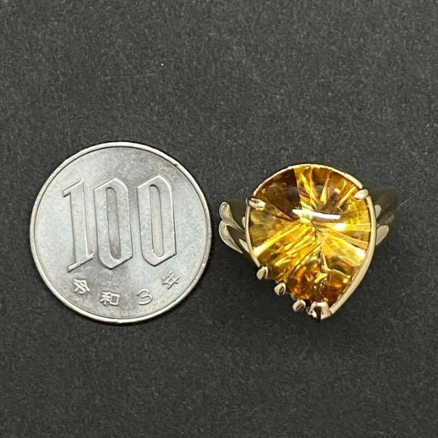 K18イエローゴールド　シトリントパーズリング　7.64ct　サイズ10号 レディースのアクセサリー(リング(指輪))の商品写真