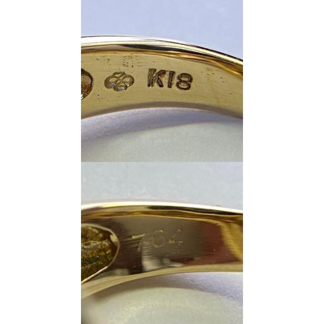 K18イエローゴールド　シトリントパーズリング　7.64ct　サイズ10号 レディースのアクセサリー(リング(指輪))の商品写真
