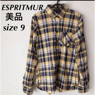 美品　ESPRITMUR エスプリミュール チェック シャツ　ブラウス イエロー(シャツ/ブラウス(長袖/七分))