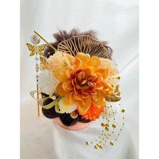 パール簪♥︎カーキダリア♡パールシャワー♥︎結婚式♥︎成人式卒業式♡和装