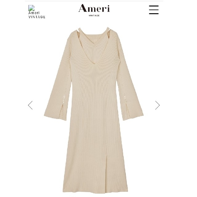 AMERICAN SLEEVE LAYERED KNIT DRESS S 白