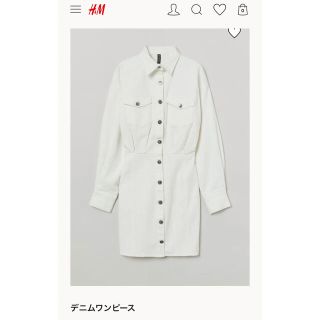 エイチアンドエム(H&M)のデニムワンピース 白 長袖 着やせ効果あり 韓国 春服(ミニワンピース)