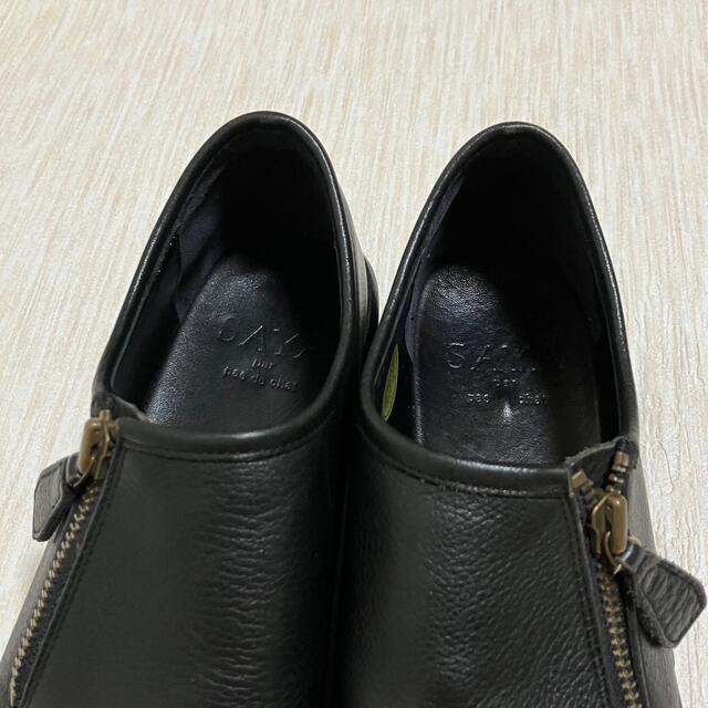 サヤ SAYA スリッポン レザーシューズ 革靴 36 ブラック サイドジップ 5