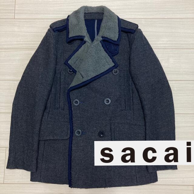 初期■sacai サカイ■ウール ピーコート 裏ボア インディゴ Pコート 1sacaiサカイ