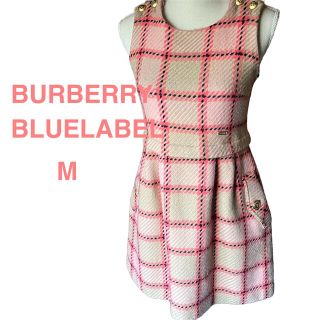 バーバリーブルーレーベル(BURBERRY BLUE LABEL)のバーバリーブルーレーベル　チェックワンピース　Aライン　38(ひざ丈ワンピース)