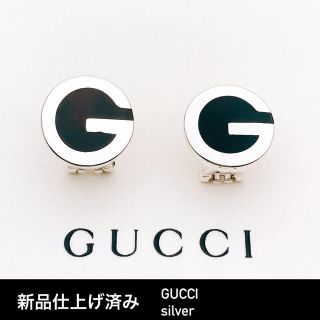 グッチ(Gucci)のGUCCIグッチ★オールドグッチGロゴイヤリング★シルバー ★エナメル★美品(イヤリング)