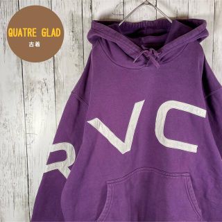 ルーカ(RVCA)の【人気デザイン】RVCA パーカー古着 でかろご 刺繡 サイズM パープル(パーカー)