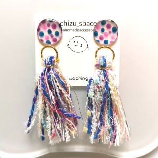 【sale】2way*ホワイトとブルーなタッセルのピアス/イヤリング(ピアス)