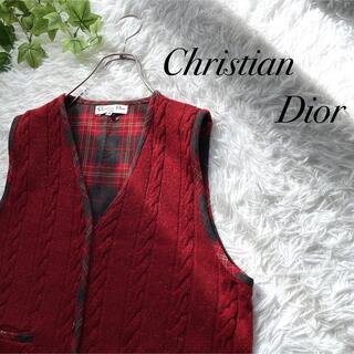 クリスチャンディオール(Christian Dior)の希少　ヴィンテージ  Christian Dior ニットベスト　チェック柄(ベスト)