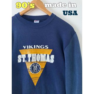 ヘインズ(Hanes)のVIKINGS USA製　90's スウェット　カレッジスウェット　ツートーン(スウェット)