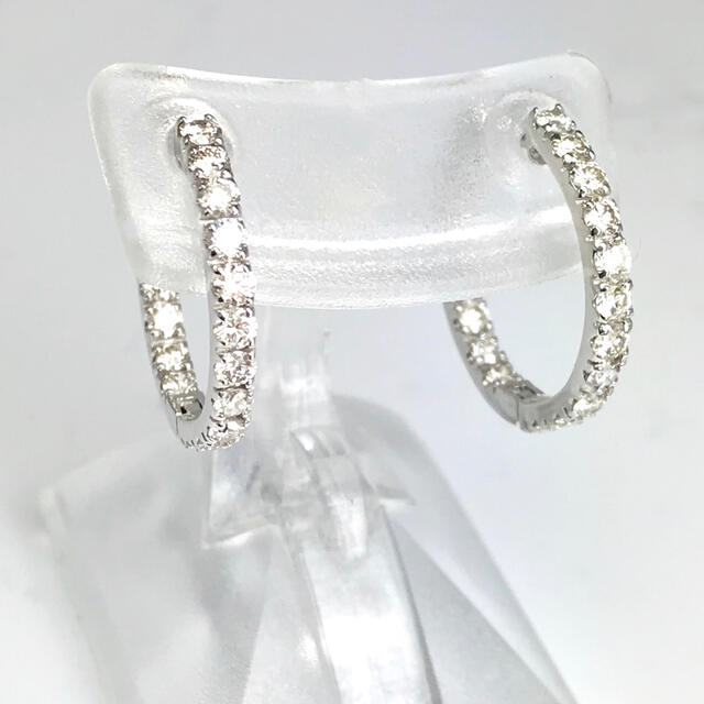 計1.00ct 天然ダイヤモンド 中折れ式エタニティフープピアス PT950