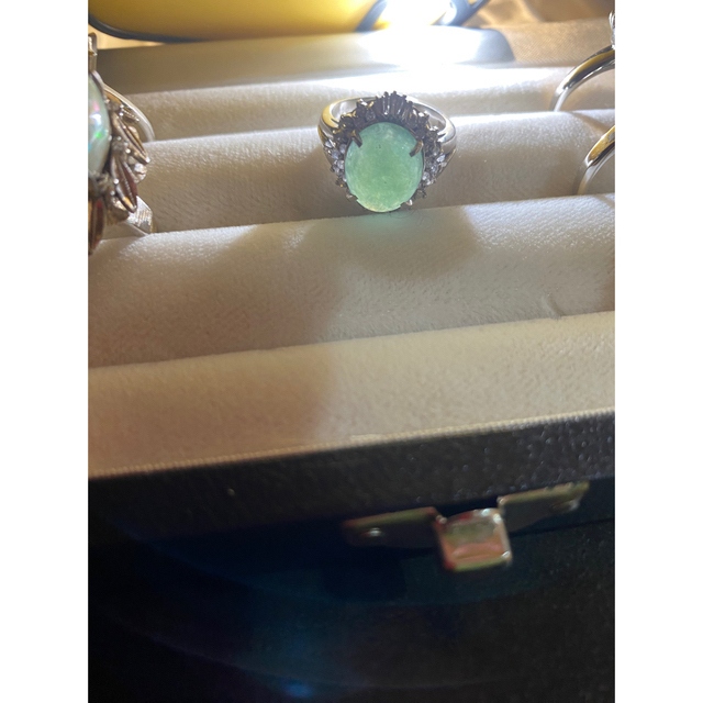 翡翠　プラチナ　ダイヤモンド　リング レディースのアクセサリー(リング(指輪))の商品写真