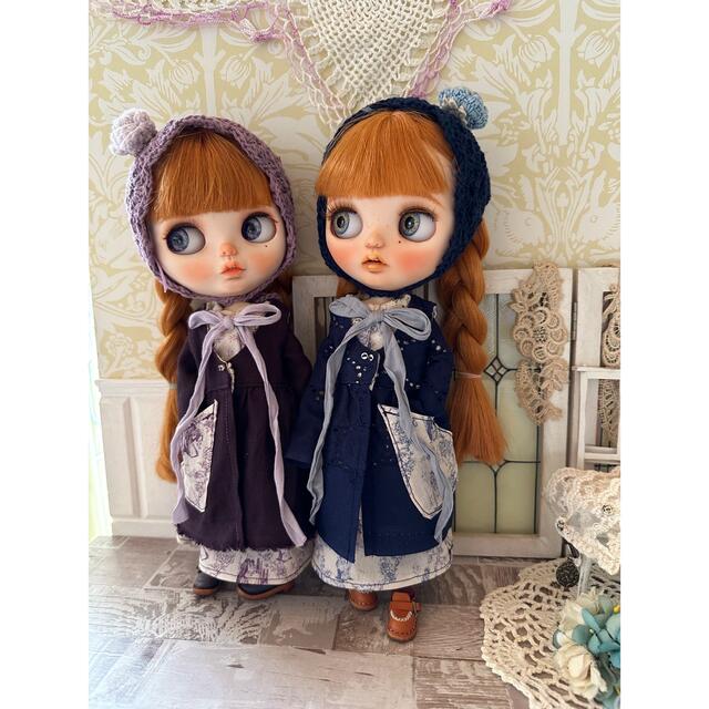 ブライスアウトフィット☆トワルジョイ柄ワンピと羽織セット☆双子コーデにも♡紫 ハンドメイドのぬいぐるみ/人形(その他)の商品写真