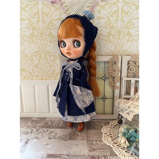 ブライスアウトフィット☆トワルジョイ柄ワンピと羽織セット☆双子コーデにも♡ブルー ハンドメイドのぬいぐるみ/人形(その他)の商品写真