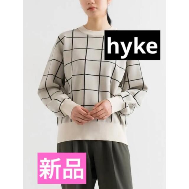 HYKE2022年新作新品★チェックPLAID JACQUARD SWEATER素材綿76%ポリエステル24%