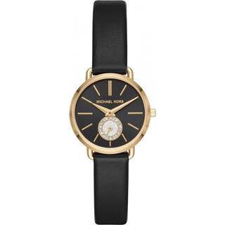 マイケルコース(Michael Kors)のマイケルコース　Petite Portia ブラックレザー腕時計(腕時計(アナログ))