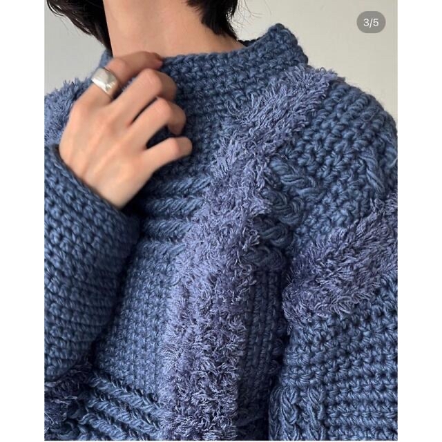 WIDE CHECK HAND KNIT ワイドチェックハンドニット-