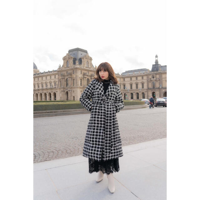 Her lip to(ハーリップトゥ)のLoop Yarn Tweed Belted Down Coat レディースのジャケット/アウター(ダウンコート)の商品写真