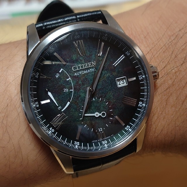 日本初の CITIZEN グリーン 自動巻 漆塗り 銀箔 NB3020-16w シチズン - 腕時計(アナログ)