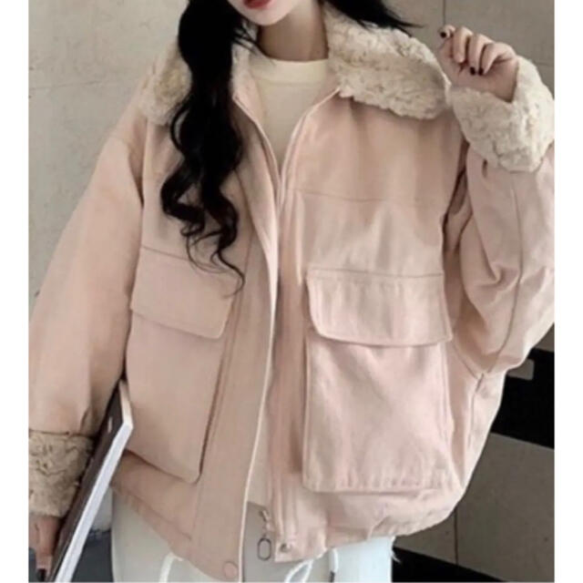 フェイクムートンボアブルゾン / 韓国ファッション レディースのジャケット/アウター(ブルゾン)の商品写真