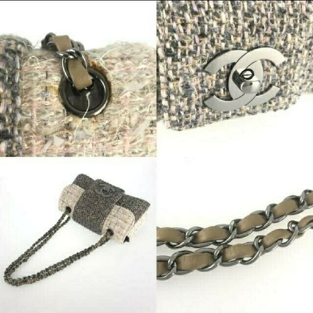 CHANEL(シャネル)のシャネル ダブルチェーン ツィード ショルダーバッグ レディースのバッグ(ショルダーバッグ)の商品写真