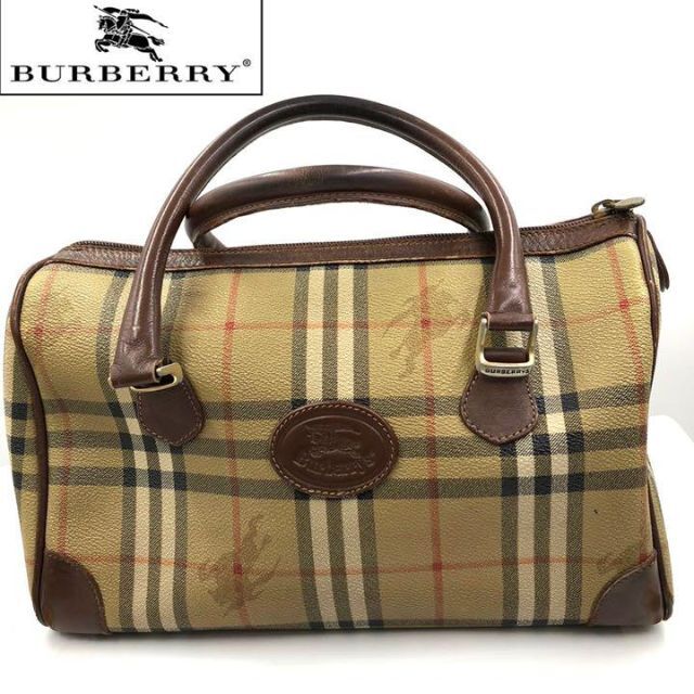 Burberry バーバリー ミニボストンバッグ ノバチェック PVC レザー