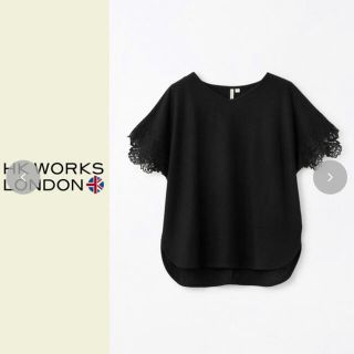 シマムラ(しまむら)のしまむら HK WORKS LONDON 袖レースプルオーバー ブラック 黒 Ｍ(カットソー(半袖/袖なし))