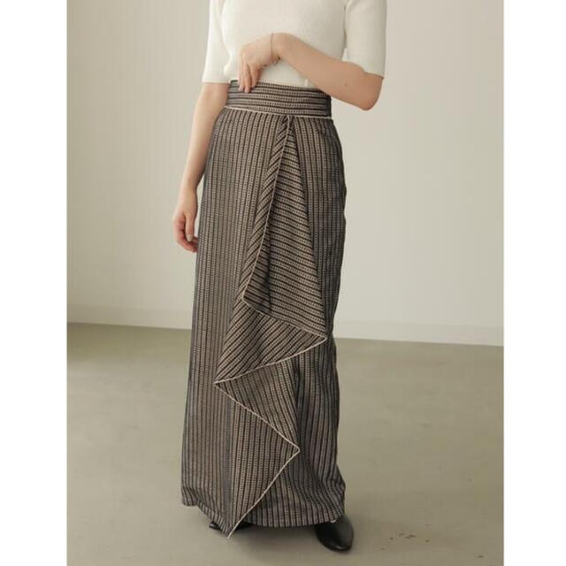 louren stripe lace warp pencil skirt レディースのスカート(ロングスカート)の商品写真