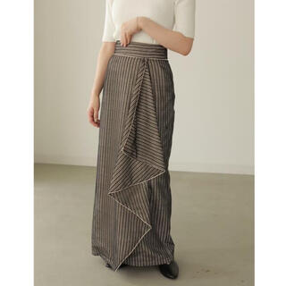 louren stripe lace warp pencil skirt(ロングスカート)