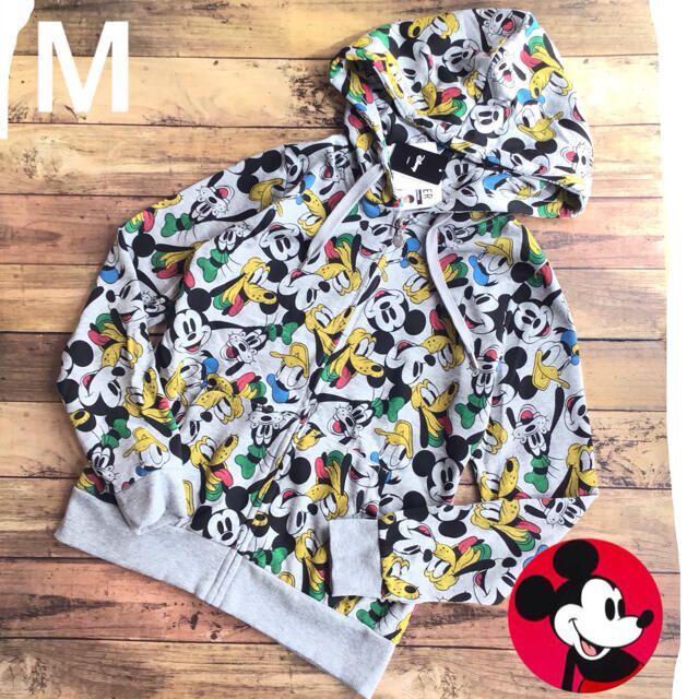 Disney - 【M】ディズニー 総柄 パーカー グレーの通販 by 店名 Disney - 【M】ディズニー 総柄 パーカー グレーの通販 by 店名