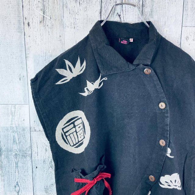 vintage シアー シルク × ベロア チャイナデザイン トップス www