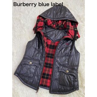 バーバリーブルーレーベル(BURBERRY BLUE LABEL)の美品 ☆バーバリーブルーレーベル ベスト ノバチェック リバーシブル  刺繍(ダウンベスト)